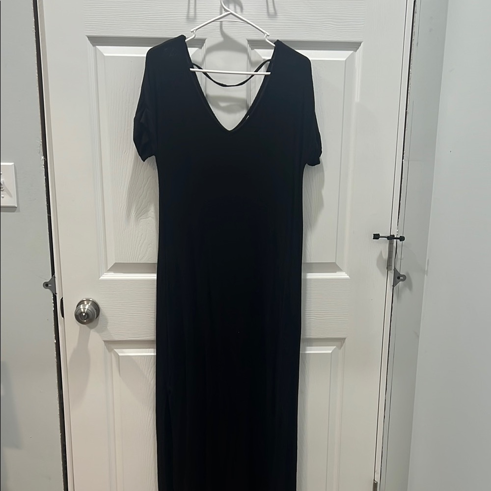 Elegant Black V-Neck Dress